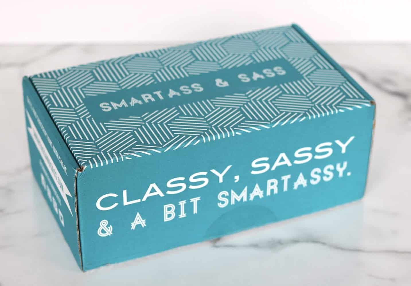 Smartass and Sass custom printed mailer boxes with slogan logo brand