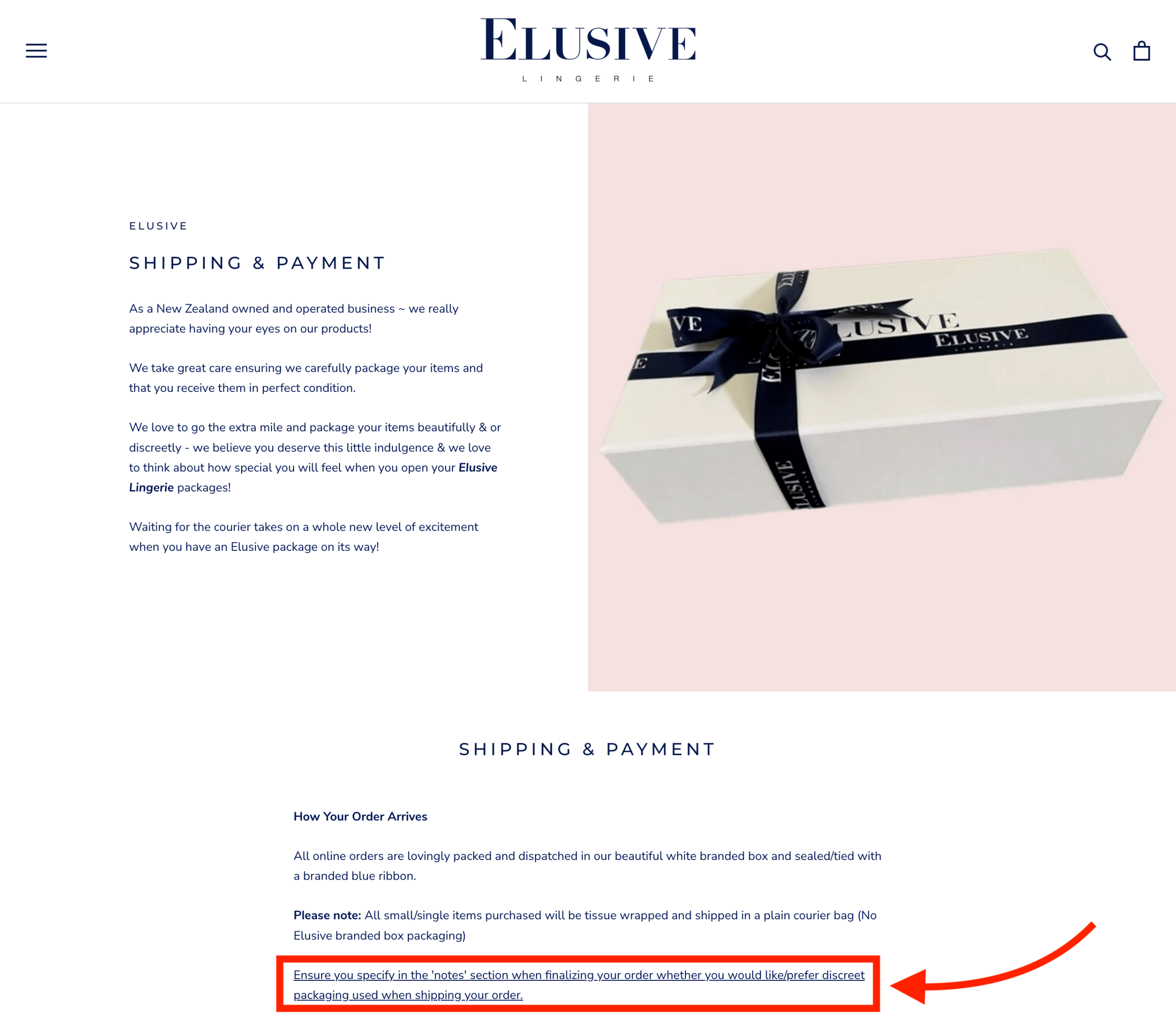 Elusive ecommerce brand option for discreet shipping plain white branded box